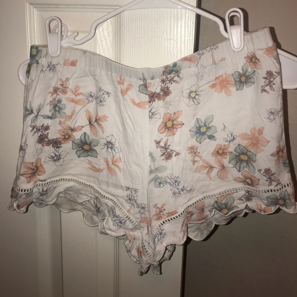 White floral shorts
